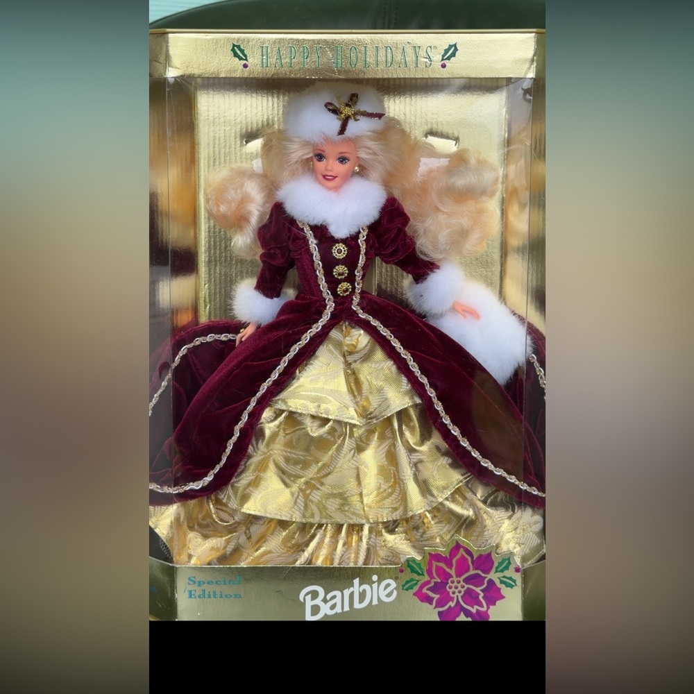Vintage Barbies collection | Elegant Doll in Burgundy and Gold Gown